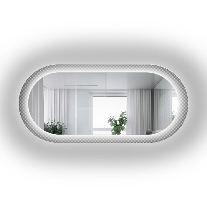 Miroir ovale sur verre ornemental Master Point avec éclairage - LUXORA ORNATE LED