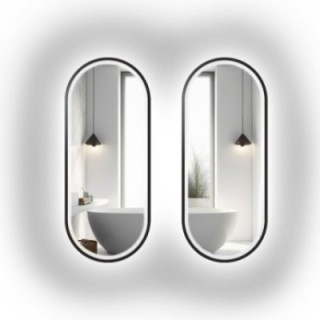 Jeu de miroirs ovales dans un cadre en mdf avec éclairage - OSKAR LED KIT II