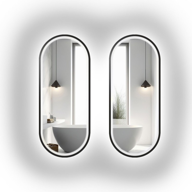 Jeu de miroirs ovales dans un cadre en mdf avec éclairage - OSKAR LED KIT II