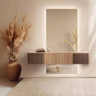 Miroir rectangulaire en deux parties pour coiffeuse avec éclairage - AGIS LED