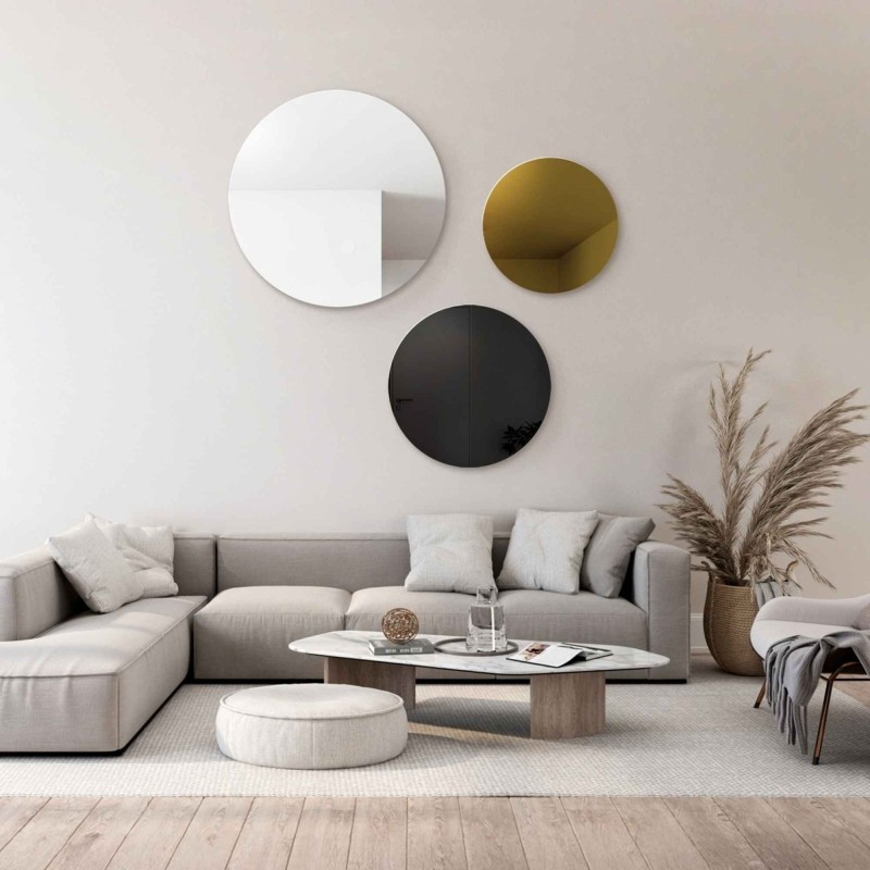 Set de trois cercles décoratifs en laque noire et panneau d'or - GOLDI