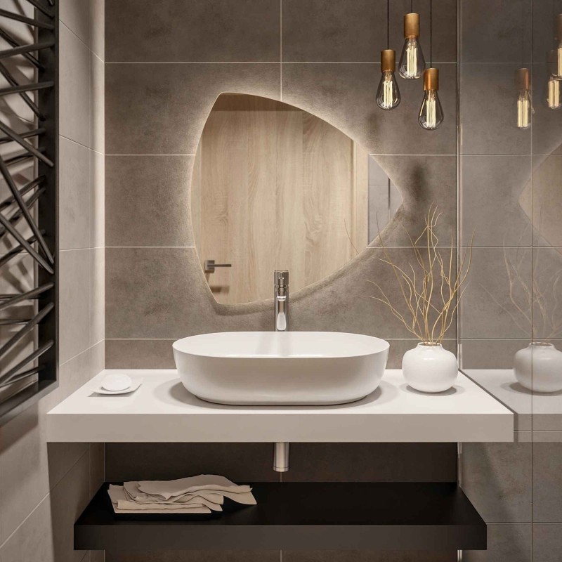 Miroir de salle de bain triangulaire avec éclairage - KARO LED
