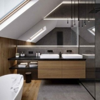 NETTA LED - miroir à pan coupé avec deux bandes