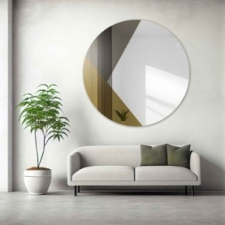 Miroir décoratif rond panneau coloré or et bronze - RONI