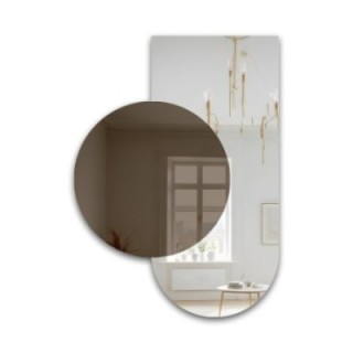 Miroir semi-ovale avec une plaque de miroir ronde brune – MOCHA BROWNIE