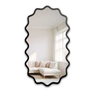 Miroir ovale dans un cadre MDF ondulé – AQUARELLE ELORA