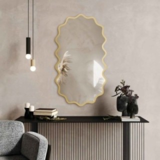Miroir ovale dans un cadre MDF ondulé – AQUARELLE ELORA