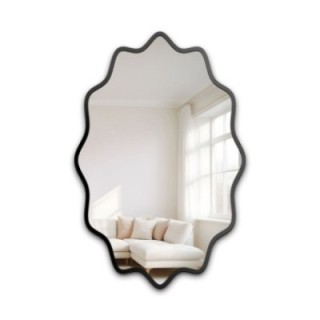 Miroir elliptique dans un cadre MDF ondulé – AQUARELLE ELVA