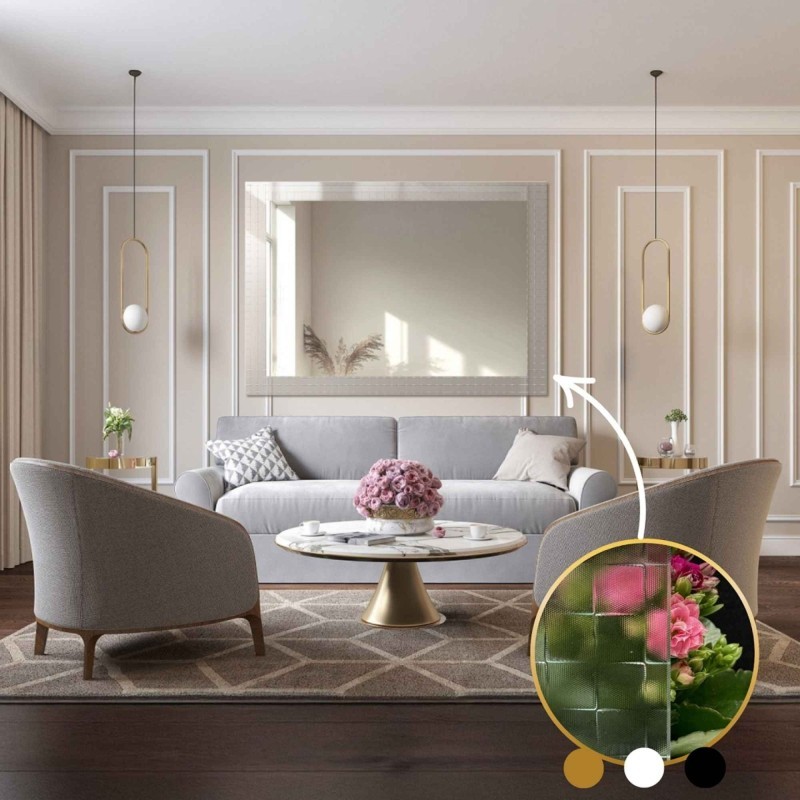 Miroir rectangulaire décoratif sur verre ornemental Master Flex - LUXORA ETERION
