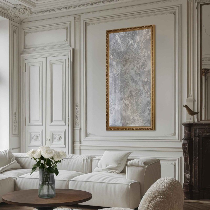 Miroir mural de luxe dans un cadre orné avec panneau vieilli - GUSTAV SILVER