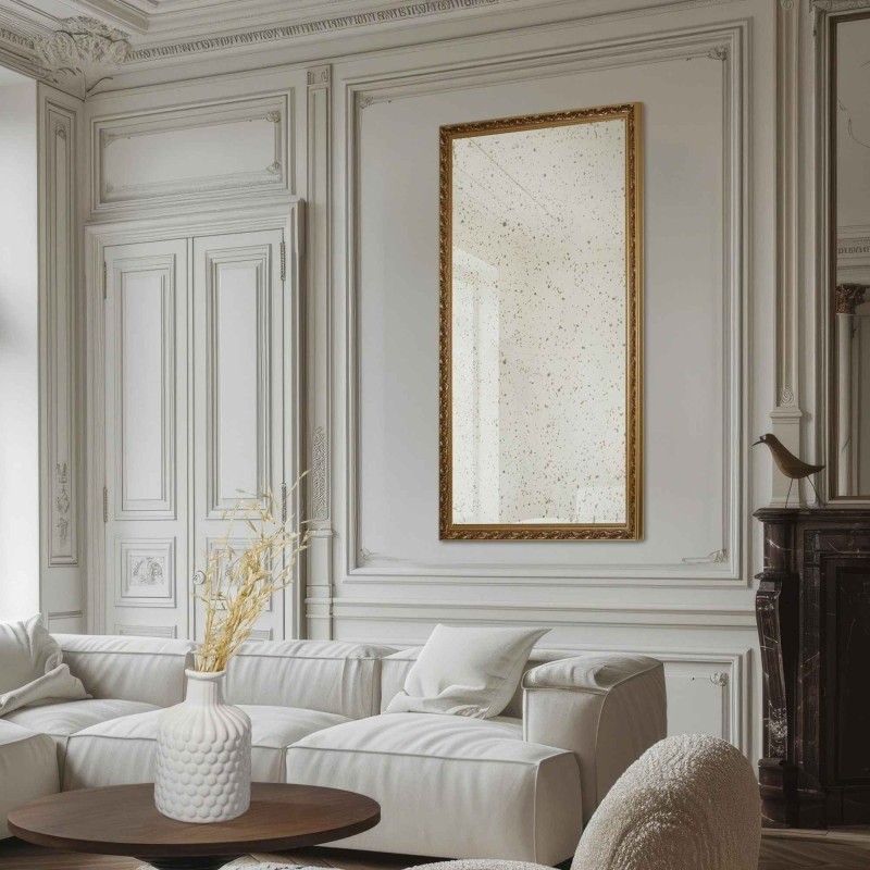 Miroir mural de luxe dans un cadre orné avec panneau vieilli - GUSTAV VINTAGE