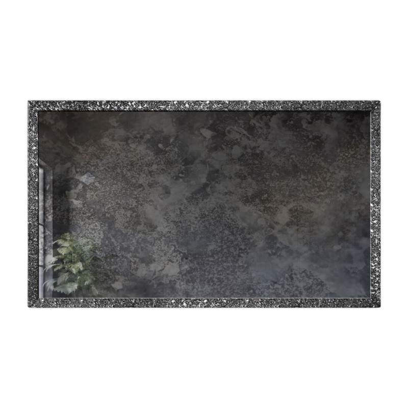 Miroir mural de luxe avec cadre graphite et panneau vieilli - JAN SILVER