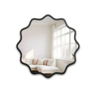 Miroir rond dans un cadre MDF ondulé – AQUARELLE NAYA