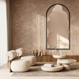 Miroir irrégulier dans un cadre semi-ovale en mdf - ONDRA - couleur du cadre au choix