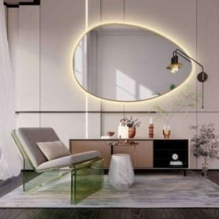 Miroir organique en MDF or cadre SLIM avec éclairage - ZOE LED - couleur du cadre au choix