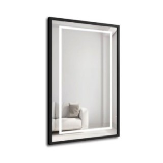 Miroir dans un cadre noir avec éclairage - 1503 LED I - couleur du cadre au choix
