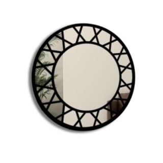 Miroir rond décoratif avec meneaux style loft - ELENA