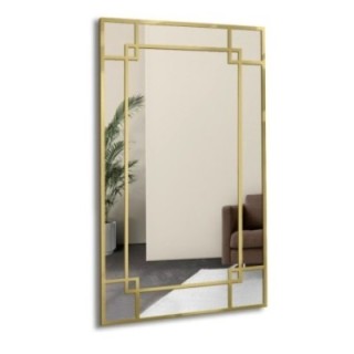 Miroir style loft avec croisillons dorés en MDF - GABRIELA