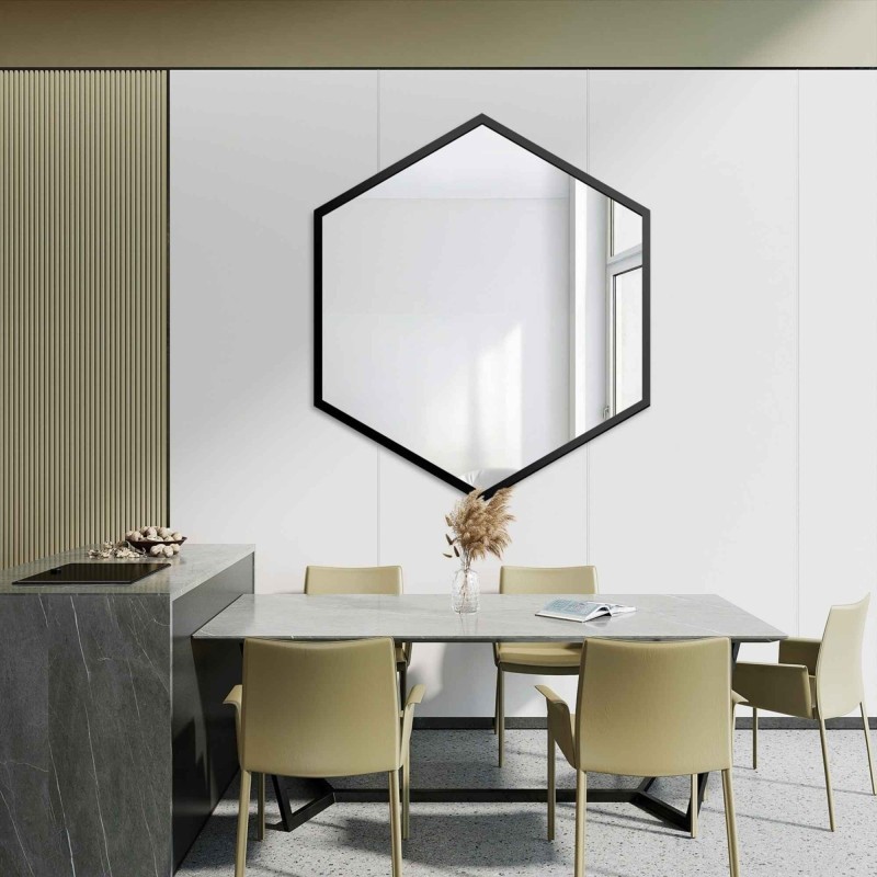 Miroir de forme géométrique dans un cadre - HEXA IN A FRAME