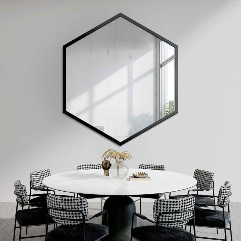 Miroir de forme géométrique dans un cadre - HEXA IN A FRAME