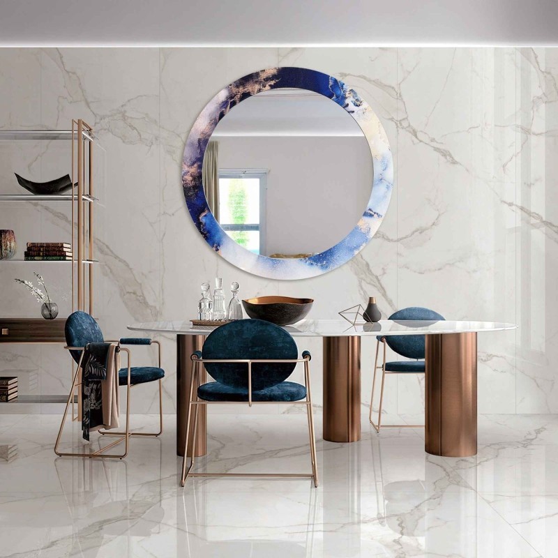 Miroir rond sur marbre bleu – MARBLE IRIS