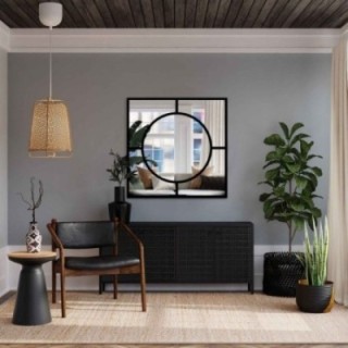 Miroir carré avec cercle loft MDF - MERA