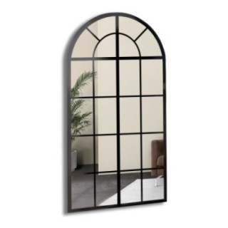 Miroir semi-ovale avec muntin dans un cadre en mdf loft - FENÊTRE I - couleur du cadre au choix