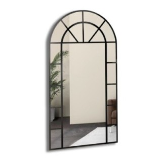 Miroir semi-ovale avec meneaux dans un cadre en mdf loft - FENÊTRE II - couleur du cadre au choix