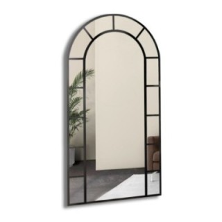 Miroir semi-ovale avec meneaux dans un cadre en mdf loft - FENÊTRE III - couleur du cadre au choix
