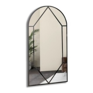 Miroir semi-ovale avec meneaux dans un cadre en mdf loft - FENÊTRE IV - couleur du cadre au choix