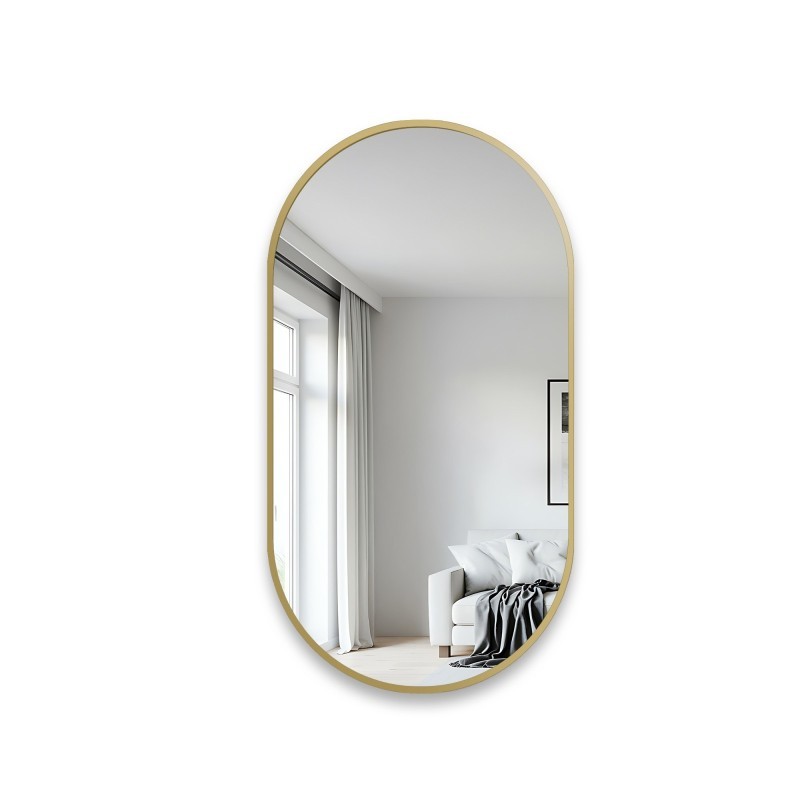 Miroir ovale dans un cadre en MDF doré SLIM - OLI - Couleur du cadre au choix