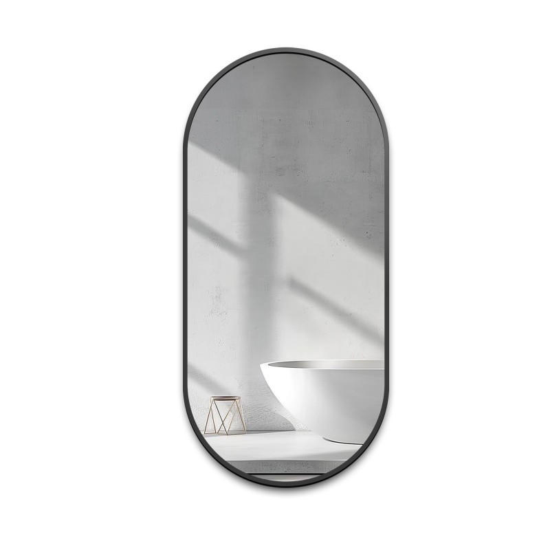 Miroir ovale avec cadre SLIM en MDF noir - OLI - couleur du cadre au choix