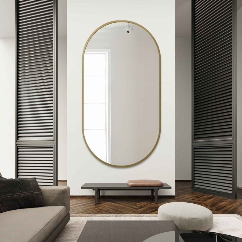 Miroir ovale avec cadre SLIM en MDF noir - OLI - couleur du cadre au choix