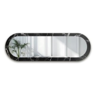 Miroir ovale sur marbre noir et argenté – MARBLE OVALIS