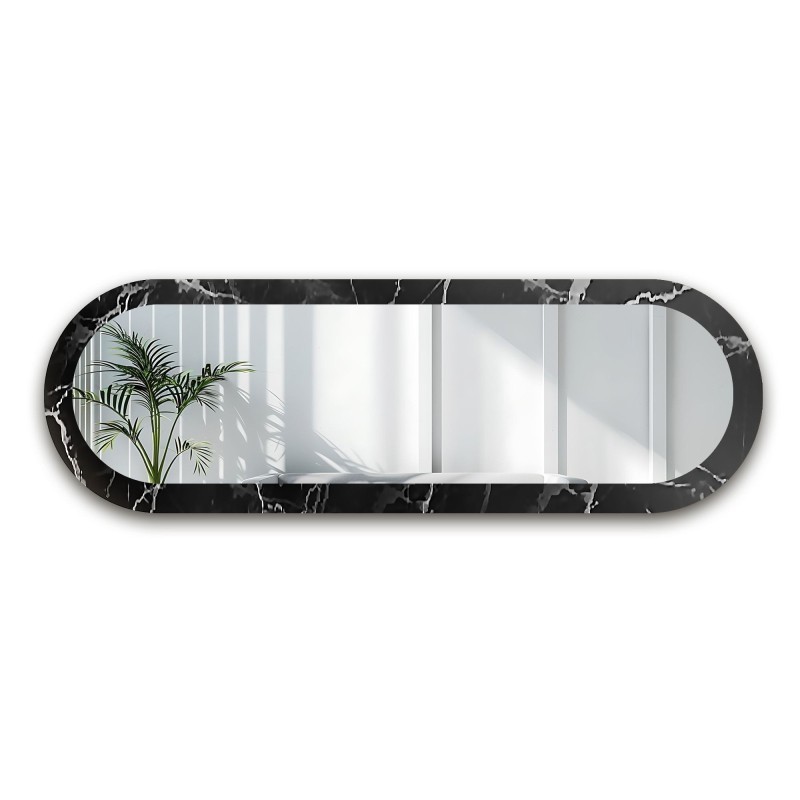 Miroir ovale sur marbre noir et argenté – MARBLE OVALIS