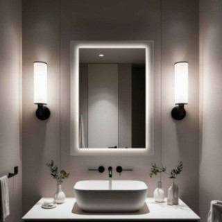 Miroir rectangulaire sur verre ornemental Master Point avec éclairage - LUXORA SOLEIL LED