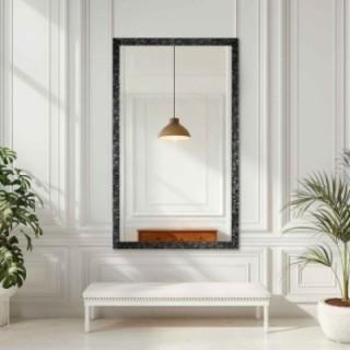 Miroir glamour dans un cadre noir luxueux à finition haute brillance - 8002001