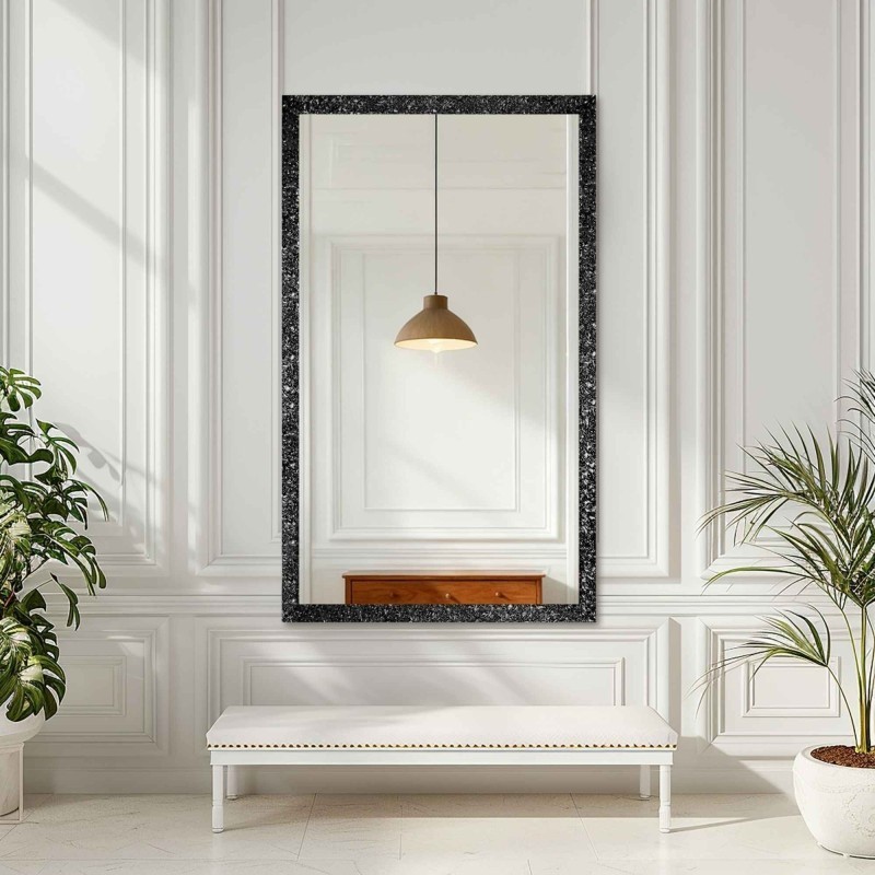 Miroir glamour dans un cadre noir luxueux à finition haute brillance - 8002001