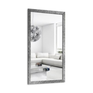 Miroir glamour dans un cadre luxueux argenté à finition haute brillance - 8002003