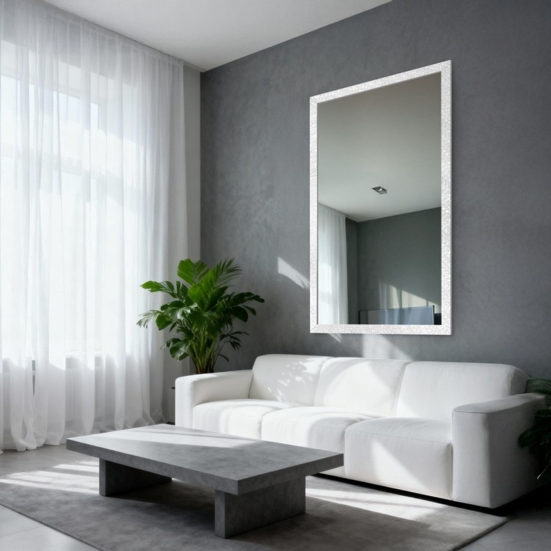 Miroir glamour dans un cadre luxueux blanc à finition haute brillance - 8002004