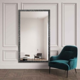 Miroir glamour dans un cadre luxueux gris graphite à finition haute brillance - 8002005