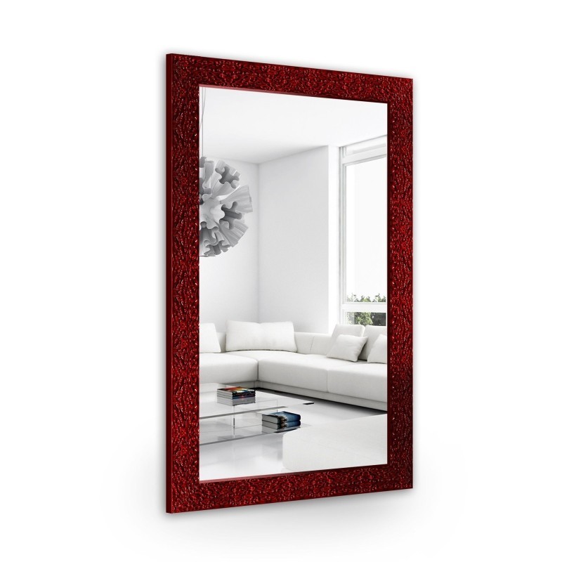 Miroir glamour dans un cadre luxueux bordeaux à finition haute brillance  - 8002006