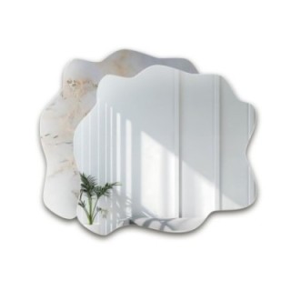 Miroir irrégulier sur marbre blanc et doré – MARBLE BIALORO