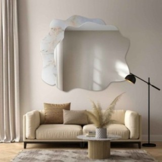 Miroir irrégulier sur marbre blanc et doré – MARBLE BIALORO