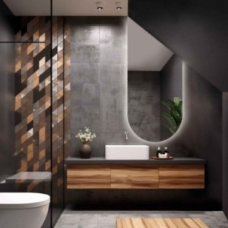 FRANK LED - miroir semi-ovale avec coupe en biais | Alfaram