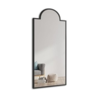 Miroir décoratif semi-ovale dans un cadre MDF noir - ROSANO