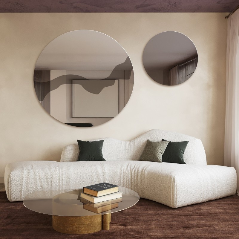 Miroirs ronds sur une plaque de miroir brune – MOCHA NOUGAT