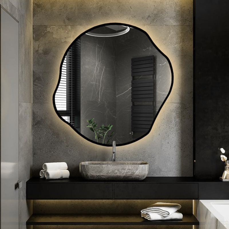 Miroir de forme organique dans un cadre avec éclairage - CYRKON IN LED FRAME