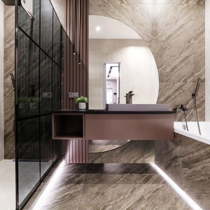 Miroir semi-circulaire en deux parties - DOPPIO