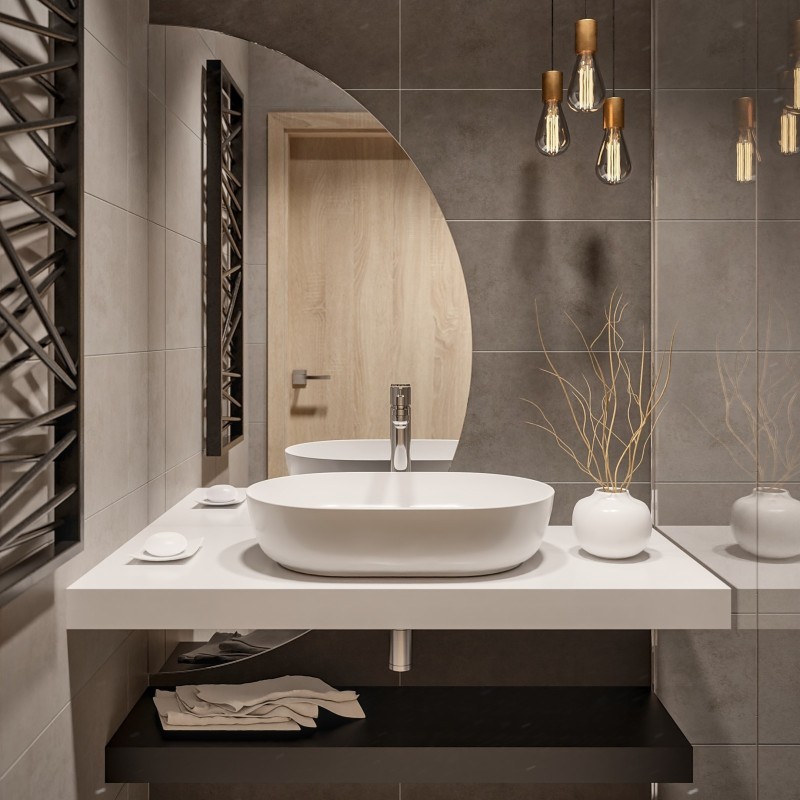 Miroir semi-circulaire en deux parties - DOPPIO